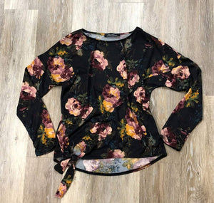 Long sleeve floral knot top