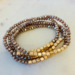 Five Strand Stone and Gold Bracelet - Mocha - pretty-simple-2