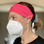 healthcare worker headband with buttons for mask