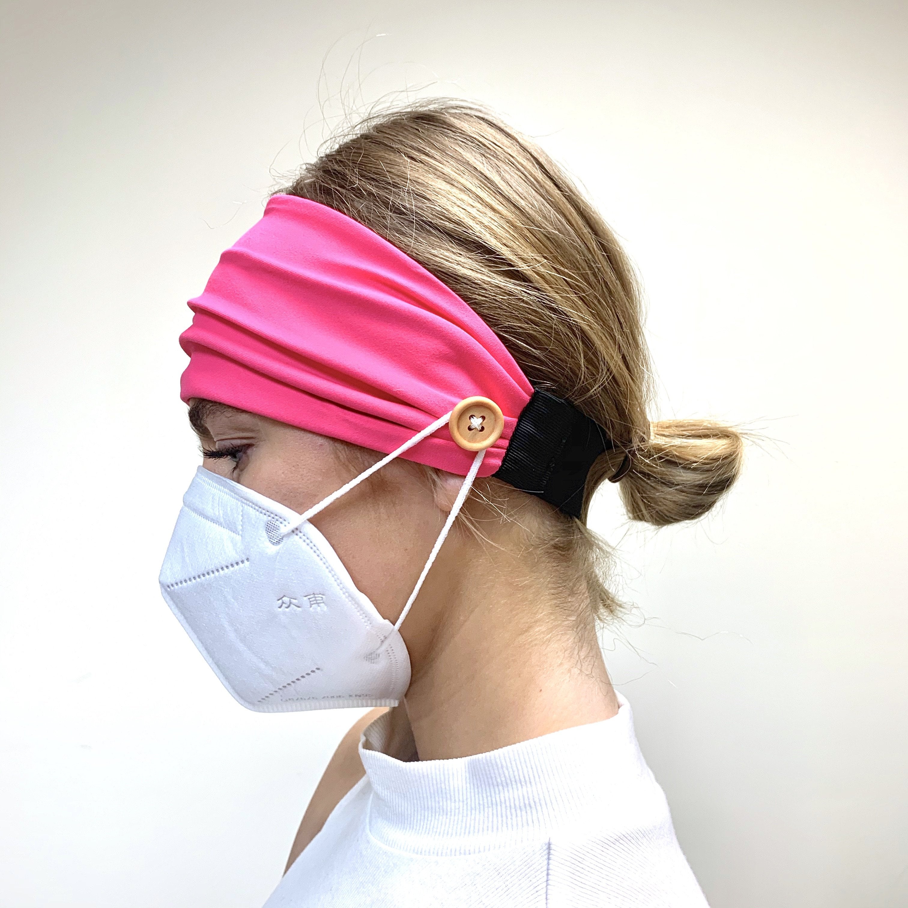 Original Headbands with Buttons for Holding Face Masks in Place